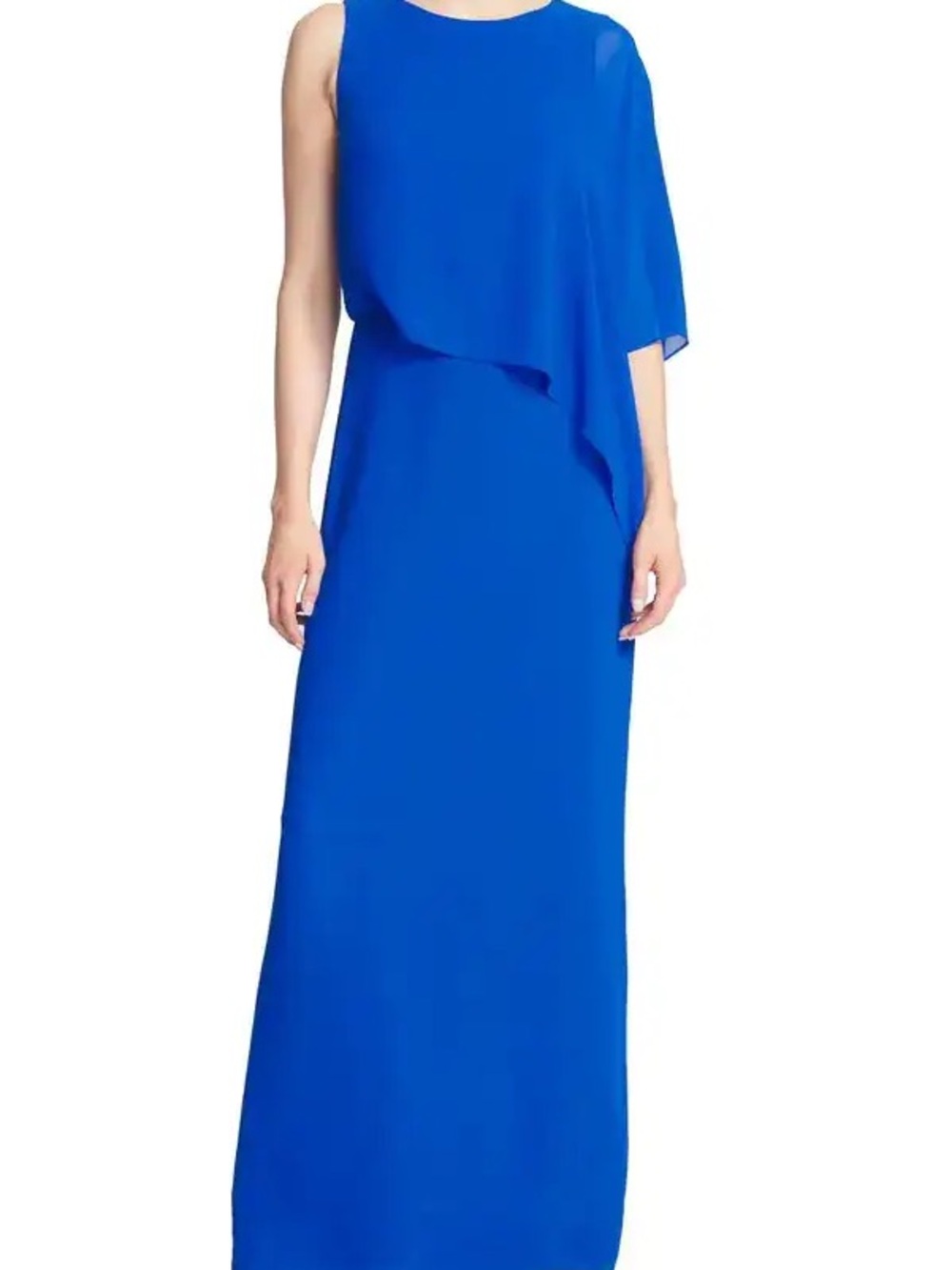 Halston Heritage One-Shoulder asymmetrical Royal Blue gown